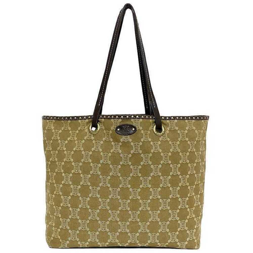 Celine Tote Bag Beige Brown Macadam Logo Canvas Leather Document